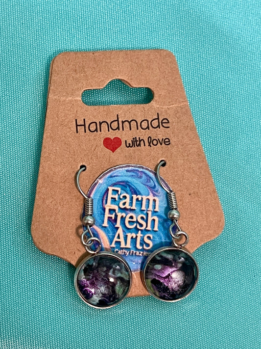 Gorgous Iridescent Purple and Black Earrings