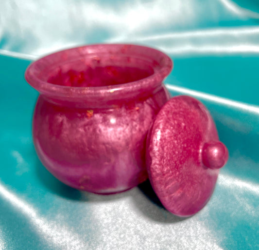 Apothecary Jar Raspberry with Gold Left